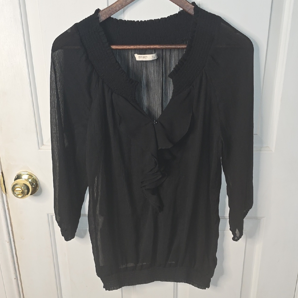 Old Navy Black Ruffle Blouse